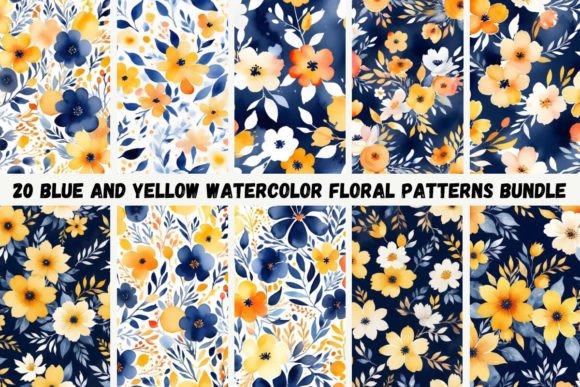20 Blue and Yellow Floral Patterns for Creative Projects