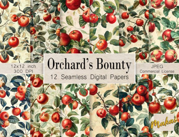 Apple Crate Label Seamless Patterns