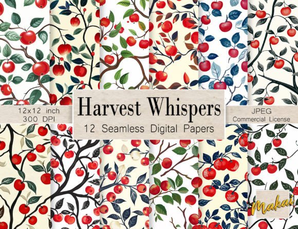 Apple Orchard Branches Seamless Patterns