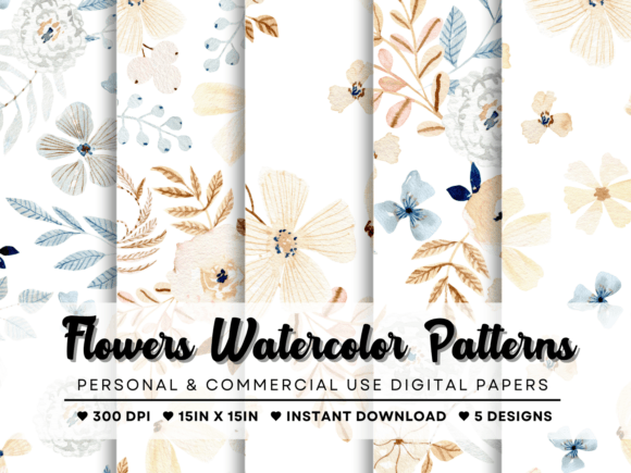 Bringing Winter Elegance to Life with Frozen Flowers Watercolor Patterns