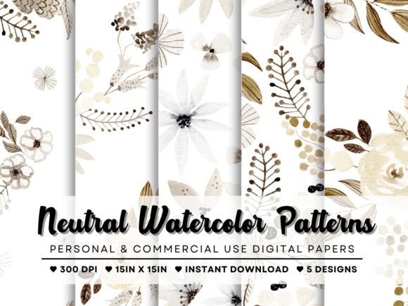 Neutral Watercolor Patterns Set: Elevating Modern Design with Organic Elegance