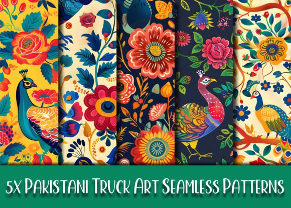 Pakistani Truck Art Seamless Patterns