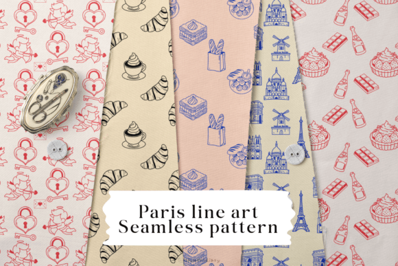 Paris Line Art Seamless Patterns