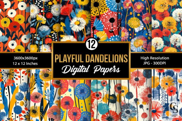 Playful Pop Art Dandelions Patterns for Creative Projects