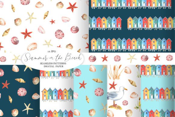 Summer on the Beach Seamless Patterns