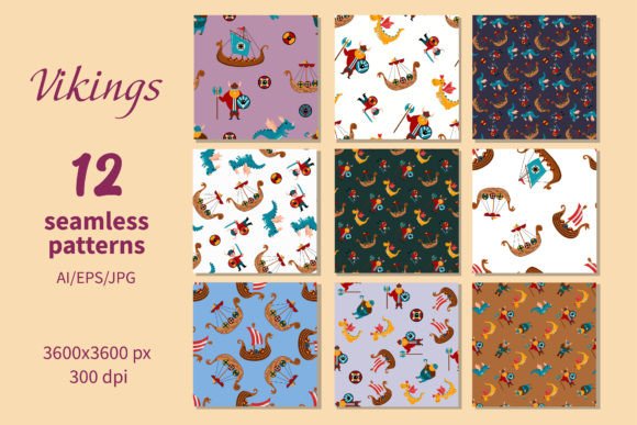 Vikings - Paper Seamless Patterns: Elevating Your Creative Projects with Authentic Nordic Design